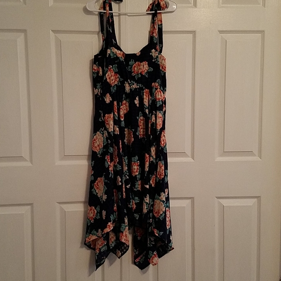 NWT Modcloth Pretty Navy Floral Plaid Dress - Picture 4 of 4